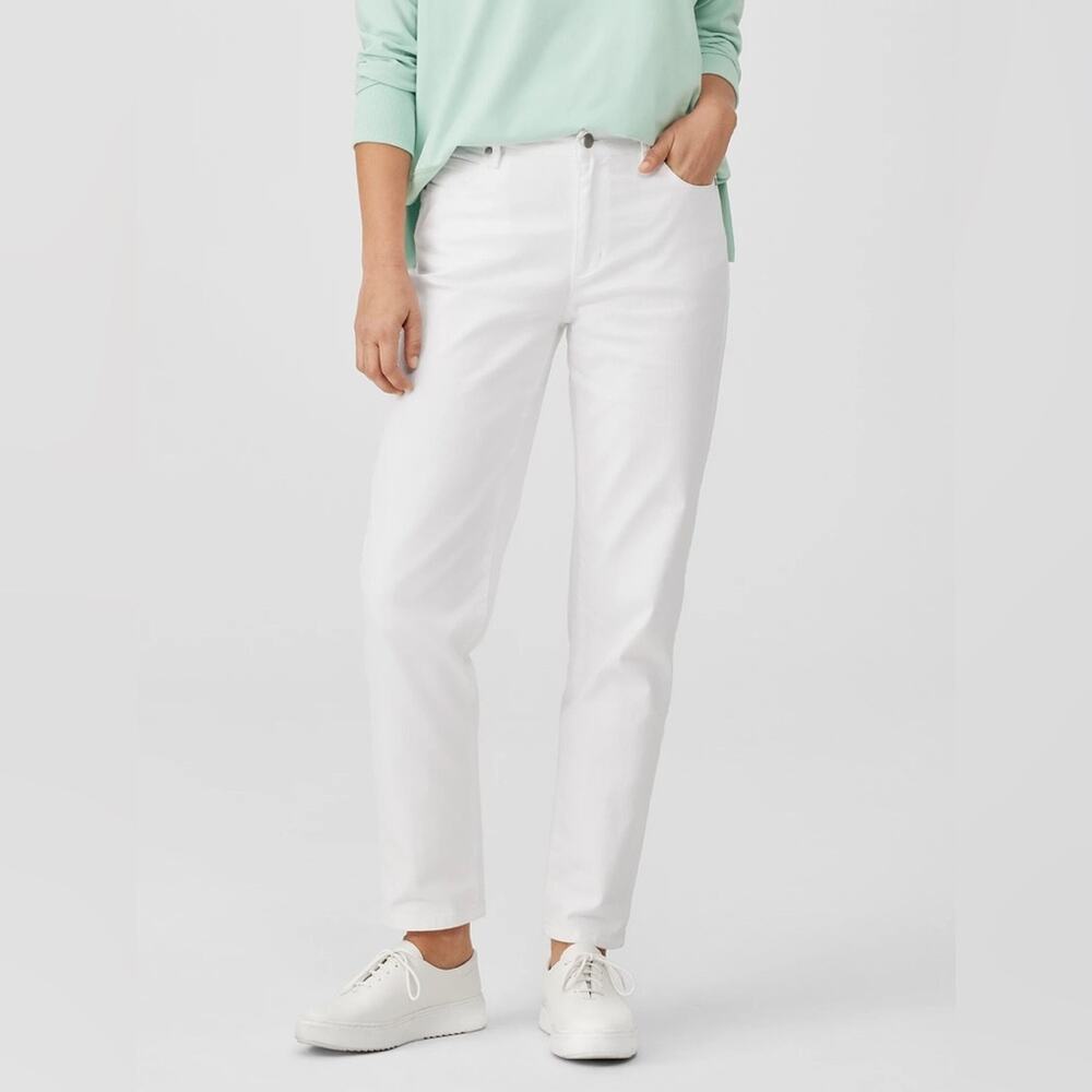 Eileen Fisher Woman White Denim Cropped Ankle Jeans 16W